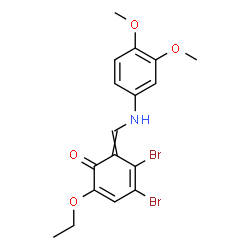 ChemSpider 2D Image | 4,5-Dibromo-6-{[(3,4-dimethoxyphenyl)amino]methylene}-2-ethoxy-2,4-cyclohexadien-1-one | C17H17Br2NO4