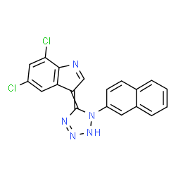 ChemSpider 2D Image | 5,7-Dichloro-3-[1-(2-naphthyl)-1,2-dihydro-5H-tetrazol-5-ylidene]-3H-indole | C19H11Cl2N5