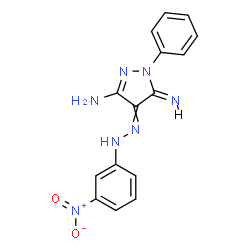 ChemSpider 2D Image | (5E)-5-Imino-4-[(3-nitrophenyl)hydrazono]-1-phenyl-4,5-dihydro-1H-pyrazol-3-amine | C15H13N7O2