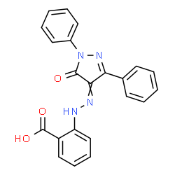 ChemSpider 2D Image | 2-[2-(5-Oxo-1,3-diphenyl-1,5-dihydro-4H-pyrazol-4-ylidene)hydrazino]benzoic acid | C22H16N4O3