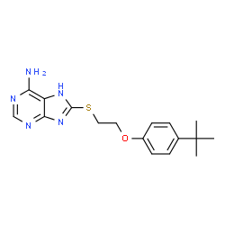 ChemSpider 2D Image | 8-{[2-(4-tert-Butylphenoxy)ethyl]sulfanyl}-9H-purin-6-amine | C17H21N5OS