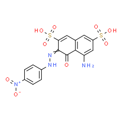 ChemSpider 2D Image | 5-Amino-3-[(4-nitrophenyl)hydrazono]-4-oxo-3,4-dihydro-2,7-naphthalenedisulfonic acid | C16H12N4O9S2
