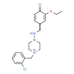 ChemSpider 2D Image | 1-(2-Chlorobenzyl)-4-{[(3-ethoxy-4-oxo-2,5-cyclohexadien-1-ylidene)methyl]amino}piperazin-1-ium | C20H25ClN3O2