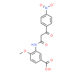 ChemSpider 2D Image | 4-Methoxy-3-{[3-(4-nitrophenyl)-3-oxopropanoyl]amino}benzoic acid | C17H14N2O7