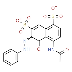 ChemSpider 2D Image | 4-Acetamido-5-oxo-6-(phenylhydrazono)-5,6-dihydro-1,7-naphthalenedisulfonate | C18H13N3O8S2