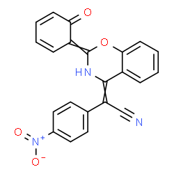 ChemSpider 2D Image | (4-Nitrophenyl)[2-(6-oxo-2,4-cyclohexadien-1-ylidene)-2,3-dihydro-4H-1,3-benzoxazin-4-ylidene]acetonitrile | C22H13N3O4