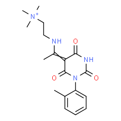 ChemSpider 2D Image | N,N,N-Trimethyl-2-({1-[1-(2-methylphenyl)-2,4,6-trioxotetrahydro-5(2H)-pyrimidinylidene]ethyl}amino)ethanaminium | C18H25N4O3