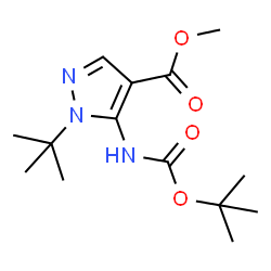 ChemSpider 2D Image | Methyl 1-(2-methyl-2-propanyl)-5-({[(2-methyl-2-propanyl)oxy]carbonyl}amino)-1H-pyrazole-4-carboxylate | C14H23N3O4