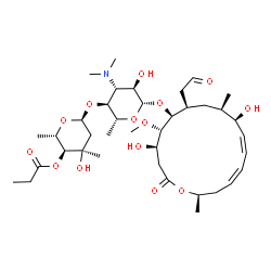 ChemSpider 2D Image | (2S,3S,4R,6S)-6-{[(2R,3S,4R,5R,6S)-6-{[(4R,5S,6S,7R,9R,10R,11Z,13Z,16R)-4,10-Dihydroxy-5-methoxy-9,16-dimethyl-2-oxo-7-(2-oxoethyl)oxacyclohexadeca-11,13-dien-6-yl]oxy}-4-(dimethylamino)-5-hydroxy-2-m
ethyltetrahydro-2H-pyran-3-yl]oxy}-4-hydroxy-2,4-dimethyltetrahydro-2H-pyran-3-yl propanoate (non-preferred name) | C38H63NO14