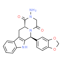 ChemSpider 2D Image | (6S,12aR)-2-Amino-6-(1,3-benzodioxol-5-yl)-2,3,6,7,12,12a-hexahydropyrazino[1',2':1,6]pyrido[3,4-b]indole-1,4-dione | C21H18N4O4