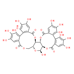 ChemSpider 2D Image | (10aR,11S,12aR,25aR,25bS)-2,3,4,5,6,7,11,17,18,19,20,21,22-Tridecahydroxy-10a,11,12a,13,25a,25b-hexahydrodibenzo[g,i]dibenzo[6',7':8',9'][1,4]dioxecino[2',3':4,5]pyrano[3,2-b][1,5]dioxacycloundecine-9
,15,24,27-tetrone | C34H24O22