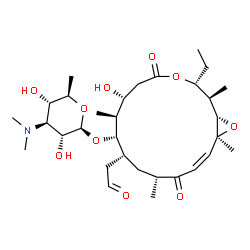 ChemSpider 2D Image | (1S,2R,3R,7R,8S,9S,10R,12R,14Z,16S)-3-Ethyl-7-hydroxy-2,8,12,16-tetramethyl-5,13-dioxo-10-(2-oxoethyl)-4,17-dioxabicyclo[14.1.0]heptadec-14-en-9-yl 3,6-dideoxy-3-(dimethylamino)-beta-D-glucopyranoside | C31H51NO10