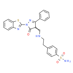 ChemSpider 2D Image | 4-[2-({[1-(1,3-Benzothiazol-2-yl)-5-oxo-3-phenyl-1,5-dihydro-4H-pyrazol-4-ylidene]methyl}amino)ethyl]benzenesulfonamide | C25H21N5O3S2