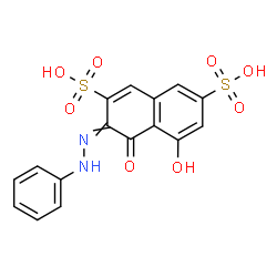 ChemSpider 2D Image | 5-Hydroxy-4-oxo-3-(phenylhydrazono)-3,4-dihydro-2,7-naphthalenedisulfonic acid | C16H12N2O8S2