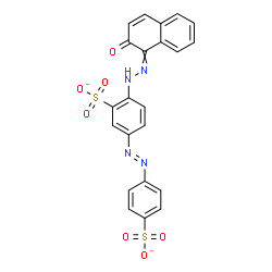 ChemSpider 2D Image | 2-[2-(2-Oxo-1(2H)-naphthalenylidene)hydrazino]-5-[(E)-(4-sulfonatophenyl)diazenyl]benzenesulfonate | C22H14N4O7S2
