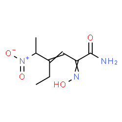 ChemSpider 2D Image | 4-Ethyl-2-(hydroxyimino)-5-nitro-3-hexenamide | C8H13N3O4