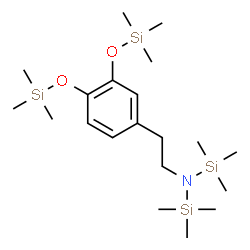 ChemSpider 2D Image | N-(2-{3,4-Bis[(trimethylsilyl)oxy]phenyl}ethyl)-1,1,1-trimethyl-N-(trimethylsilyl)silanamine | C20H43NO2Si4