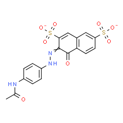 ChemSpider 2D Image | 3-[(4-Acetamidophenyl)hydrazono]-4-oxo-3,4-dihydro-2,7-naphthalenedisulfonate | C18H13N3O8S2