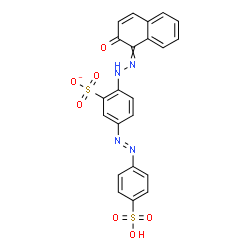 ChemSpider 2D Image | 2-[2-(2-Oxo-1(2H)-naphthalenylidene)hydrazino]-5-[(E)-(4-sulfophenyl)diazenyl]benzenesulfonate | C22H15N4O7S2