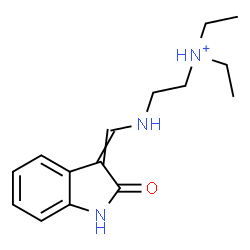 ChemSpider 2D Image | N,N-Diethyl-2-{[(2-oxo-1,2-dihydro-3H-indol-3-ylidene)methyl]amino}ethanaminium | C15H22N3O