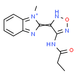 ChemSpider 2D Image | 1-Methyl-2-[4-(propionylamino)-1,2,5-oxadiazol-3(2H)-ylidene]-2H-3,1-benzimidazol-1-ium | C13H14N5O2