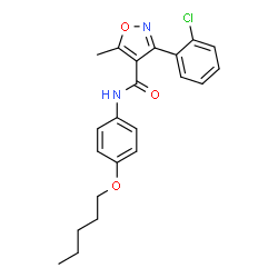 ChemSpider 2D Image | 3-(2-Chlorophenyl)-5-methyl-N-[4-(pentyloxy)phenyl]-1,2-oxazole-4-carboxamide | C22H23ClN2O3