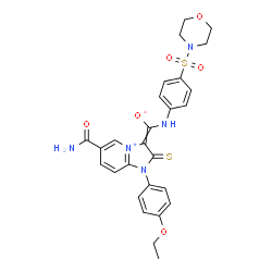 ChemSpider 2D Image | [6-Carbamoyl-1-(4-ethoxyphenyl)-2-thioxo-1,2-dihydro-3H-imidazo[1,2-a]pyridin-4-ium-3-ylidene]{[4-(4-morpholinylsulfonyl)phenyl]amino}methanolate | C27H27N5O6S2