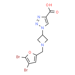 ChemSpider 2D Image | 1-{1-[(4,5-Dibromo-2-furyl)methyl]-3-azetidinyl}-1H-1,2,3-triazole-4-carboxylic acid | C11H10Br2N4O3