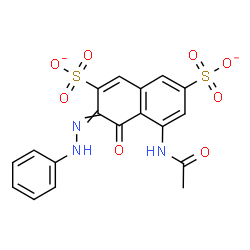 ChemSpider 2D Image | 5-Acetamido-4-oxo-3-(phenylhydrazono)-3,4-dihydro-2,7-naphthalenedisulfonate | C18H13N3O8S2