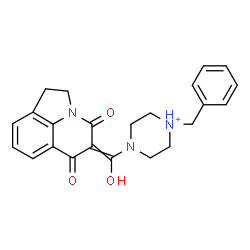 ChemSpider 2D Image | 1-Benzyl-4-[(4,6-dioxo-1,2-dihydro-4H-pyrrolo[3,2,1-ij]quinolin-5(6H)-ylidene)(hydroxy)methyl]piperazin-1-ium | C23H24N3O3