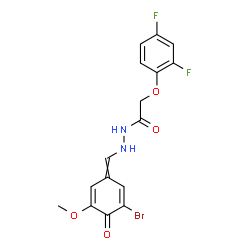 ChemSpider 2D Image | N'-[(3-Bromo-5-methoxy-4-oxo-2,5-cyclohexadien-1-ylidene)methyl]-2-(2,4-difluorophenoxy)acetohydrazide | C16H13BrF2N2O4