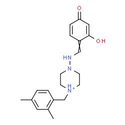 ChemSpider 2D Image | 1-(2,4-Dimethylbenzyl)-4-{[(2-hydroxy-4-oxo-2,5-cyclohexadien-1-ylidene)methyl]amino}piperazin-1-ium | C20H26N3O2