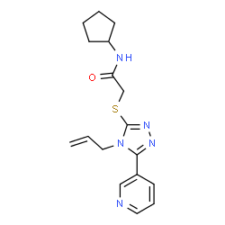 ChemSpider 2D Image | 2-{[4-Allyl-5-(3-pyridinyl)-4H-1,2,4-triazol-3-yl]sulfanyl}-N-cyclopentylacetamide | C17H21N5OS