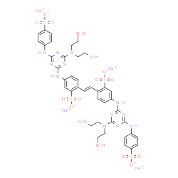 ChemSpider 2D Image | Tetrasodium 2,2'-[(E)-1,2-ethenediyl]bis[5-({4-[bis(2-hydroxyethyl)amino]-6-[(4-sulfonatophenyl)amino]-1,3,5-triazin-2-yl}amino)benzenesulfonate] | C40H40N12Na4O16S4