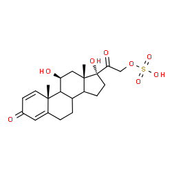 ChemSpider 2D Image | (8xi,9xi,11beta,14xi)-11,17-Dihydroxy-3,20-dioxopregna-1,4-dien-21-yl hydrogen sulfate | C21H28O8S