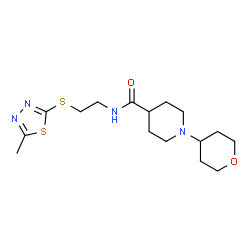 ChemSpider 2D Image | N-{2-[(5-Methyl-1,3,4-thiadiazol-2-yl)sulfanyl]ethyl}-1-(tetrahydro-2H-pyran-4-yl)-4-piperidinecarboxamide | C16H26N4O2S2