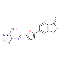 ChemSpider 2D Image | 5-(5-{(E)-[(5-Amino-1H-tetrazol-1-yl)imino]methyl}-2-furyl)-2-benzofuran-1(3H)-one | C14H10N6O3