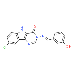 ChemSpider 2D Image | 8-Chloro-3-[(E)-(3-hydroxybenzylidene)amino]-3,5-dihydro-4H-pyrimido[5,4-b]indol-4-one | C17H11ClN4O2