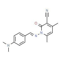 ChemSpider 2D Image | 1-[(E)-{[4-(dimethylamino)phenyl]methylidene}amino]-4,6-dimethyl-2-oxopyridine-3-carbonitrile | C17H18N4O