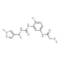 ChemSpider 2D Image | N-[4-Chloro-3-({[1-(1-methyl-1H-pyrazol-4-yl)ethyl]carbamoyl}amino)phenyl]-2-methoxyacetamide | C16H20ClN5O3