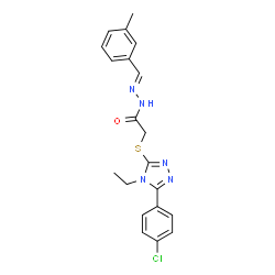 ChemSpider 2D Image | 2-{[5-(4-Chlorophenyl)-4-ethyl-4H-1,2,4-triazol-3-yl]sulfanyl}-N'-[(E)-(3-methylphenyl)methylene]acetohydrazide | C20H20ClN5OS