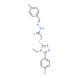 ChemSpider 2D Image | 2-{[5-(4-Chlorophenyl)-4-ethyl-4H-1,2,4-triazol-3-yl]sulfanyl}-N'-[(E)-(4-methylphenyl)methylene]acetohydrazide | C20H20ClN5OS