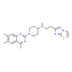 ChemSpider 2D Image | N-[2-(Imidazo[2,1-b][1,3]thiazol-6-yl)ethyl]-1-(4,6,7-trimethyl-2-quinazolinyl)-4-piperidinamine | C23H28N6S