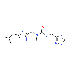 ChemSpider 2D Image | 1-[(5-Isobutyl-1,2,4-oxadiazol-3-yl)methyl]-1-methyl-3-[(5-methyl-1H-1,2,4-triazol-3-yl)methyl]urea | C13H21N7O2