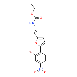 ChemSpider 2D Image | Ethyl (2E)-2-{[5-(2-bromo-4-nitrophenyl)-2-furyl]methylene}hydrazinecarboxylate | C14H12BrN3O5