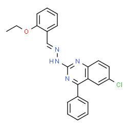 ChemSpider 2D Image | 6-Chloro-2-[(2E)-2-(2-ethoxybenzylidene)hydrazino]-4-phenylquinazoline | C23H19ClN4O