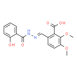 ChemSpider 2D Image | 6-{(E)-[(2-Hydroxybenzoyl)hydrazono]methyl}-2,3-dimethoxybenzoic acid | C17H16N2O6