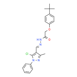 ChemSpider 2D Image | N'-[(E)-(5-Chloro-3-methyl-1-phenyl-1H-pyrazol-4-yl)methylene]-2-[4-(2-methyl-2-propanyl)phenoxy]acetohydrazide | C23H25ClN4O2
