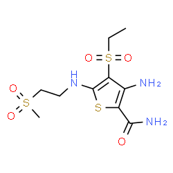 ChemSpider 2D Image | 3-Amino-4-(ethylsulfonyl)-5-{[2-(methylsulfonyl)ethyl]amino}-2-thiophenecarboxamide | C10H17N3O5S3