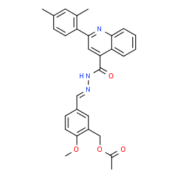 ChemSpider 2D Image | 5-[(E)-({[2-(2,4-Dimethylphenyl)-4-quinolinyl]carbonyl}hydrazono)methyl]-2-methoxybenzyl acetate | C29H27N3O4